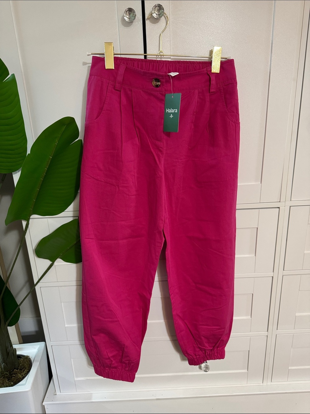 HALARA Bright Pink Elastic-Cuff Jogger Pants